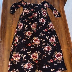 Sweet Love Black Floral Long Sleeve Dress